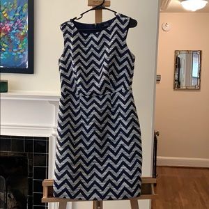 The Limited, navy and white zig-zag cotton dress